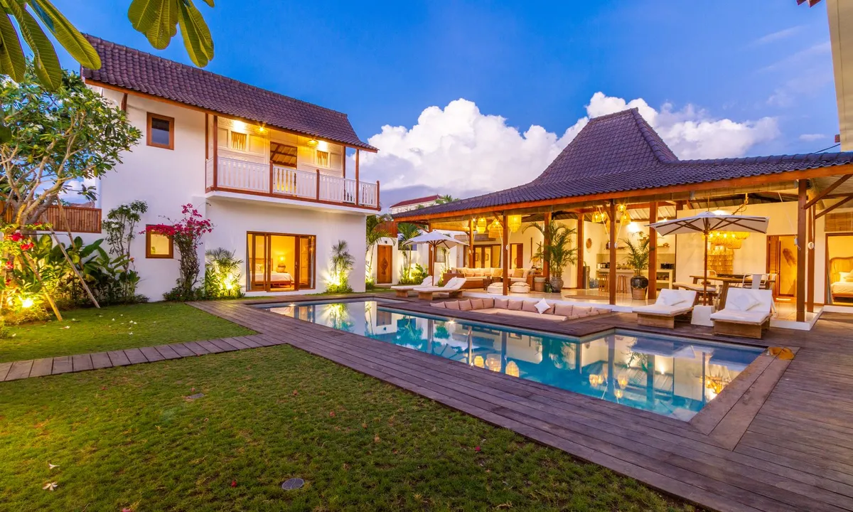 Villa with a pool and tropical garden, illustrating a residential application